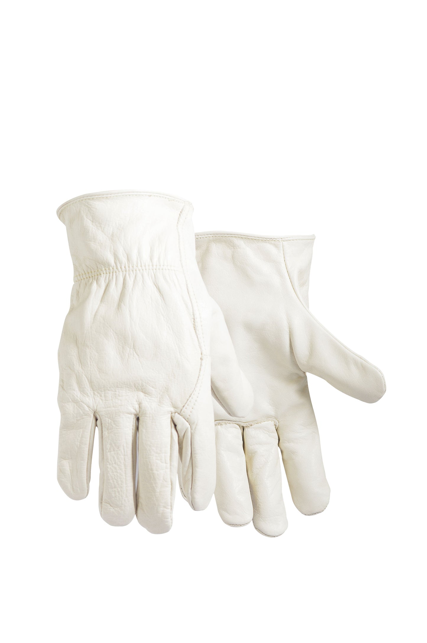 Full grain cow leather driver's gloves, unlined, Kevlar-sewn with rolled index finger and wing thumb