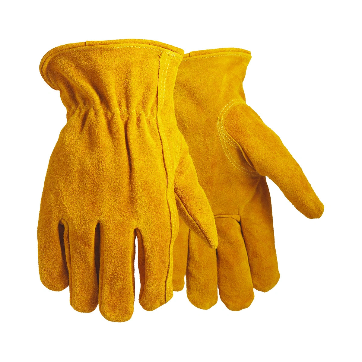 Tan split cowhide driver gloves, unlined, with durable cow split leather