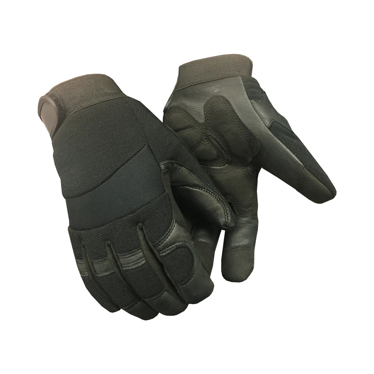 Black deerskin leather mechanic gloves, lined, with winter version of 17t