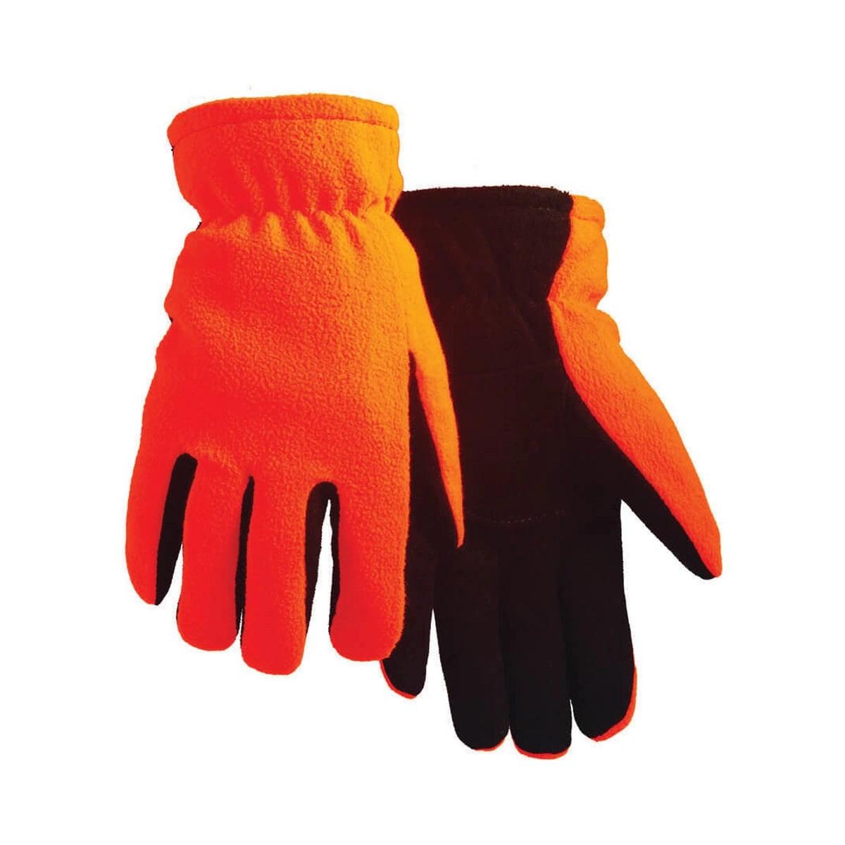 Orange deerskin leather gloves, lined, with modified wing thumb