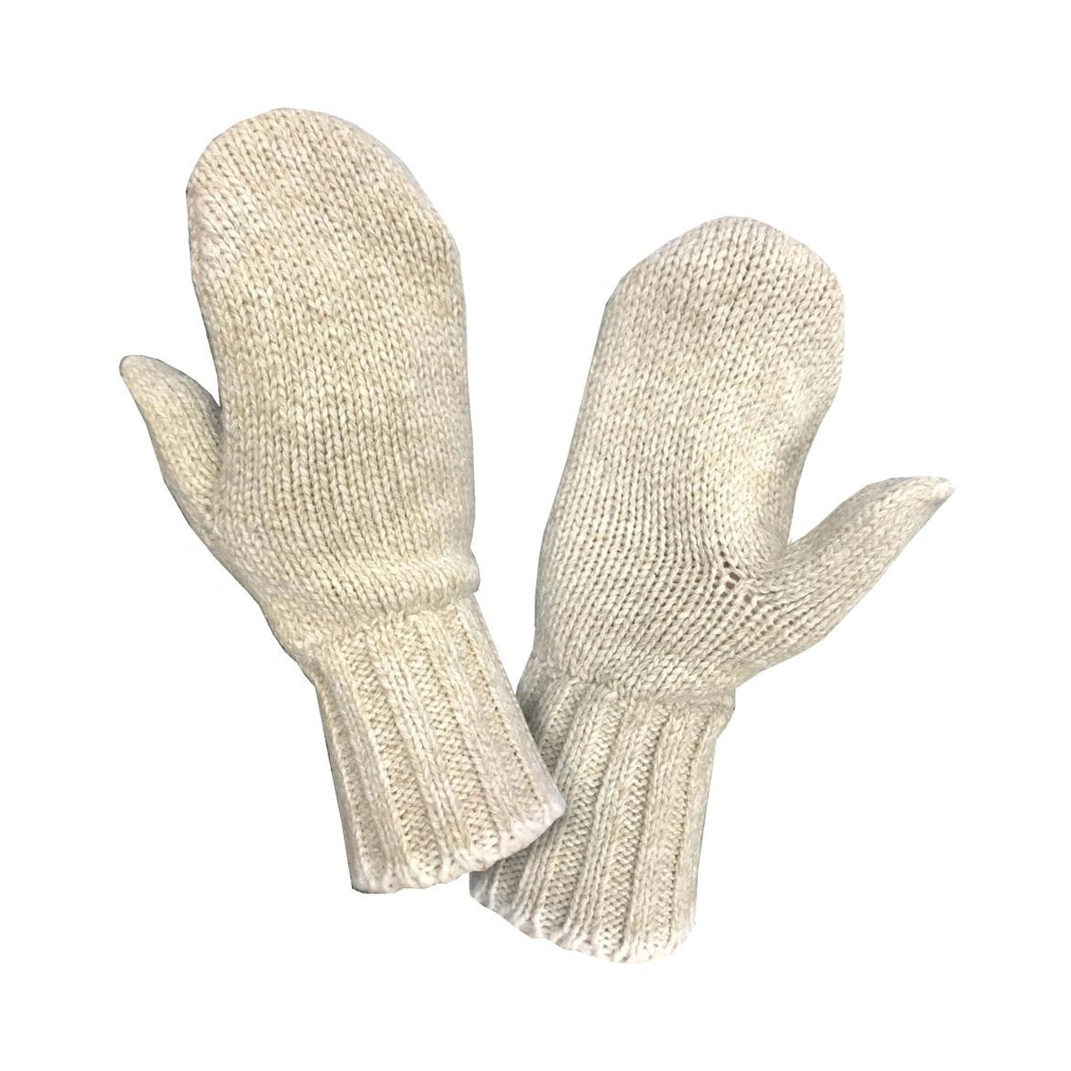 Leather mittens, with 85% wool 15% acrylic ragwool
