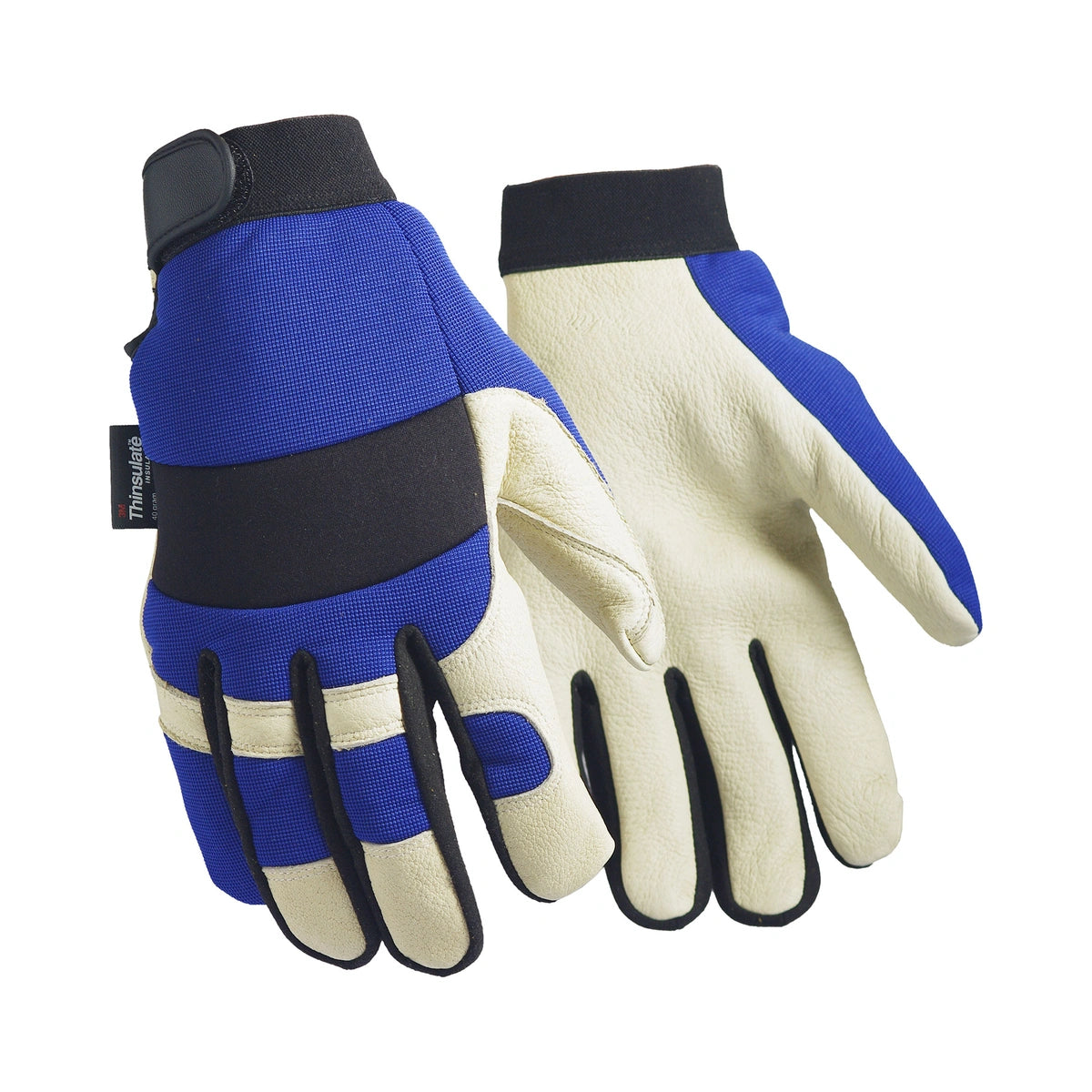 Pigskin leather mechanic gloves, unlined, with wing thumb