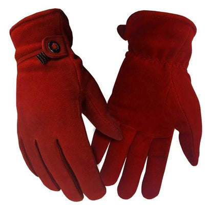 Deer Suede Women's Fashion Glove - red