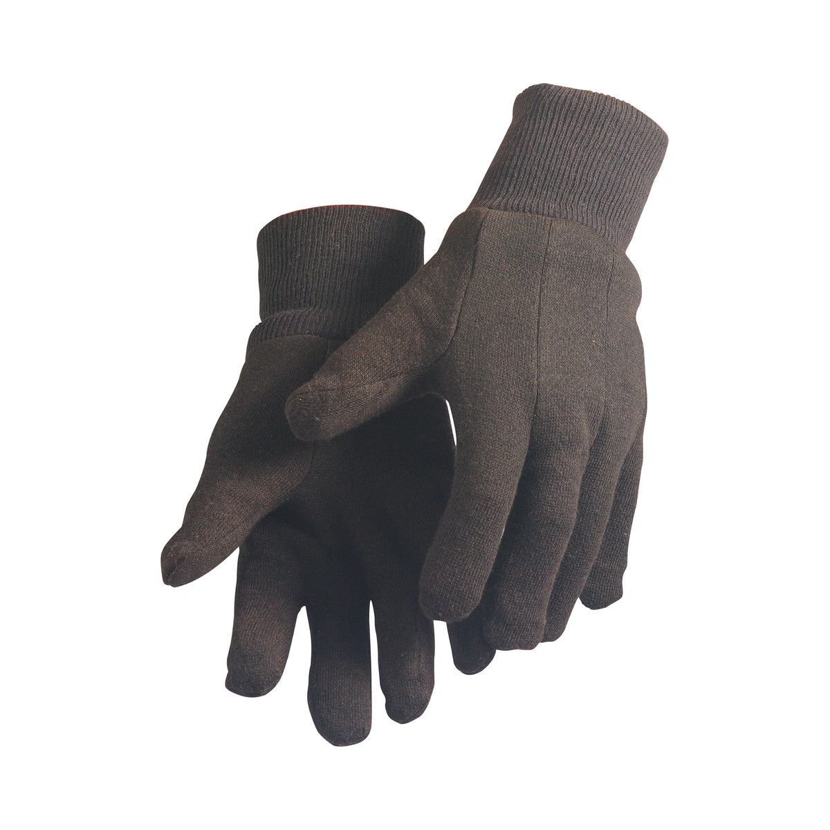 Brown cotton jersey gloves, with clute pattern