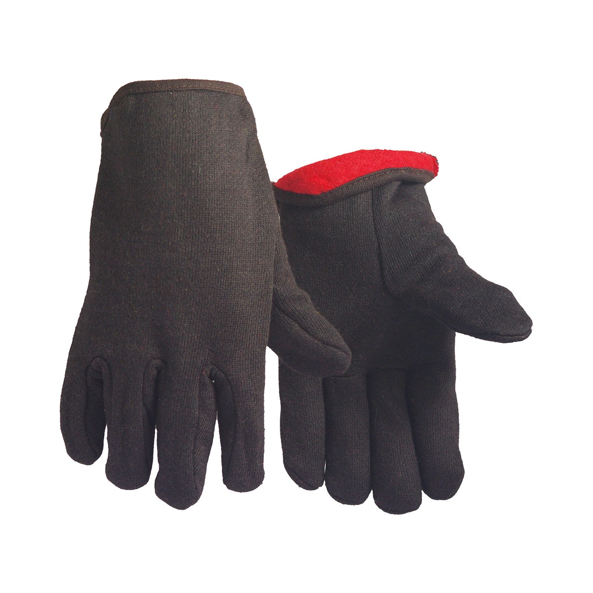 Brown fleece gloves, fleece-lined, with slip-on style