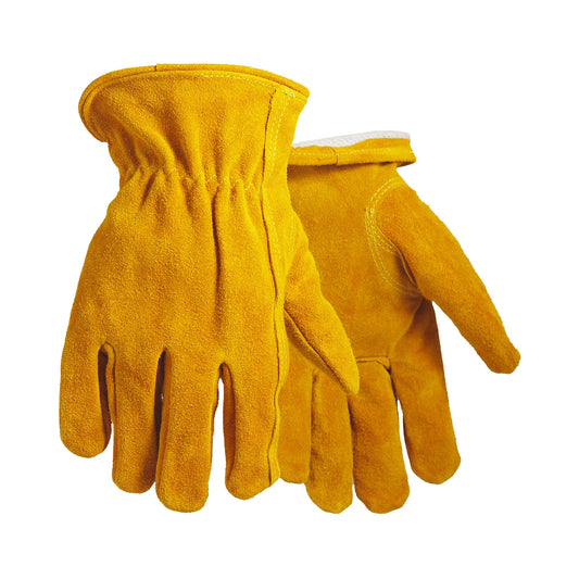 Tan or Black split cowhide driver gloves, fleece-lined, with durable cow split leather