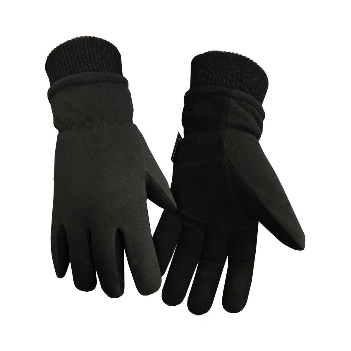Gray deer suede gloves, lined, with soft deer suede palm, additional view