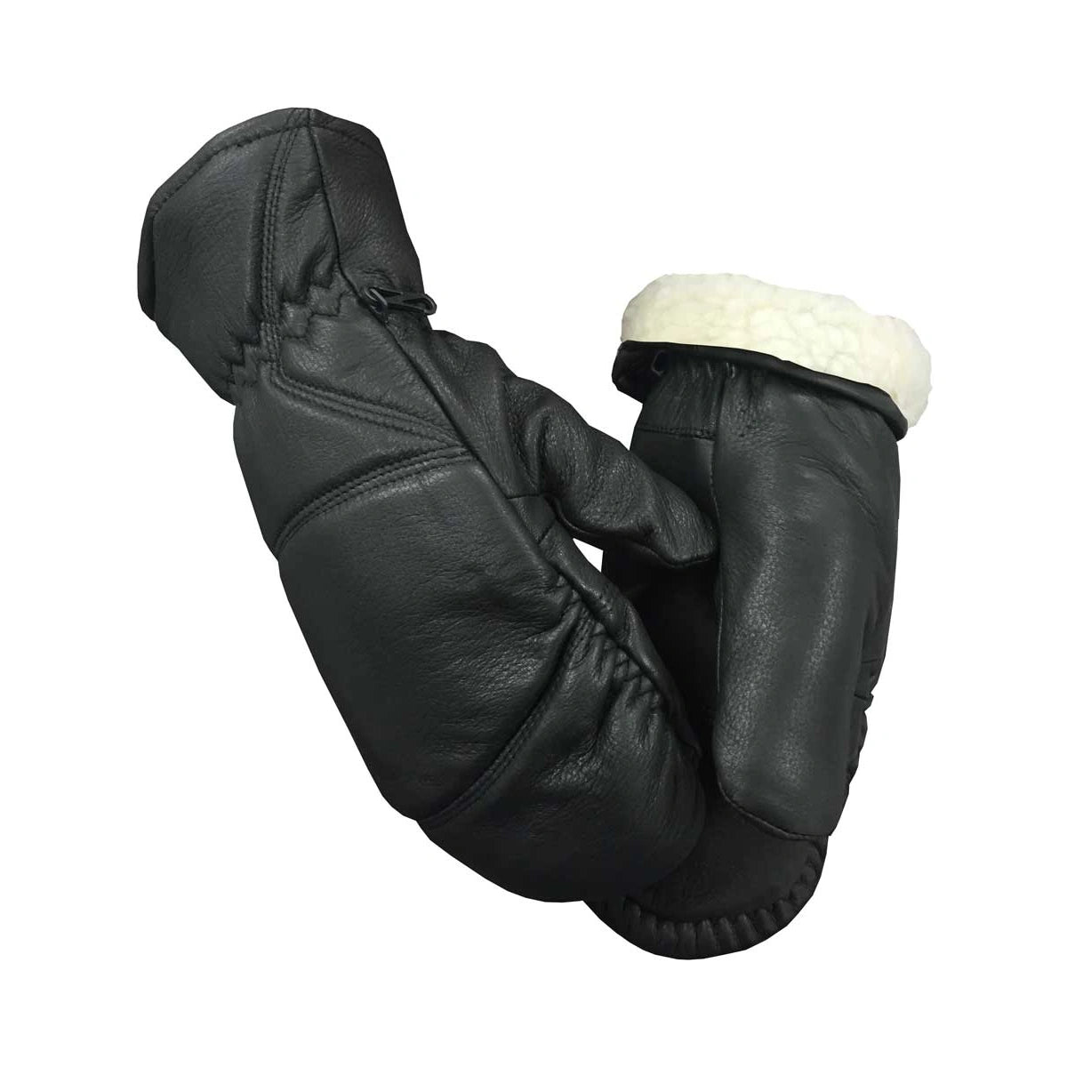 Tan or Black buttersoft deerskin leather mittens, lined, with pull out liner, additional view