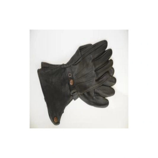 Black deerskin leather gauntlet gloves, unlined, with 4 inch gauntlet cuff