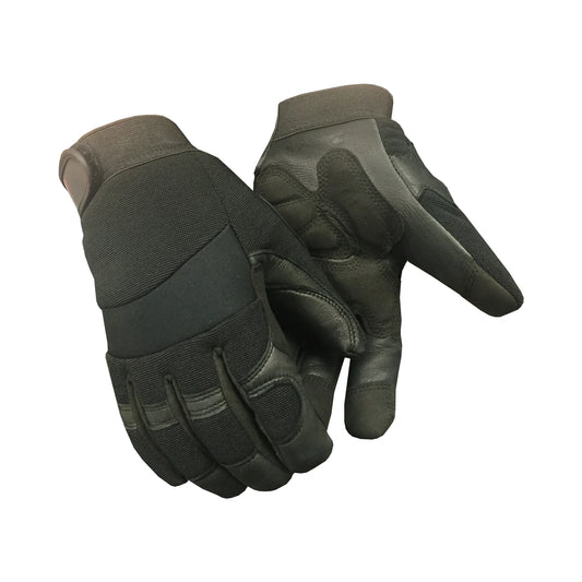 Black deerskin leather mechanic gloves, lined, with winter version of 17t