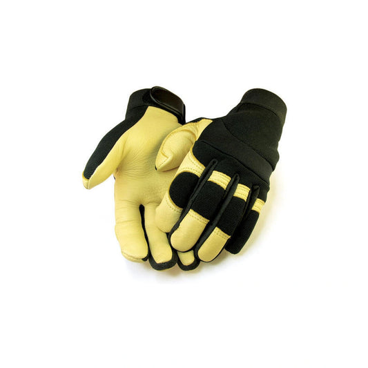 Tan/Black deerskin leather mechanic gloves, lined, with winter version of 17t