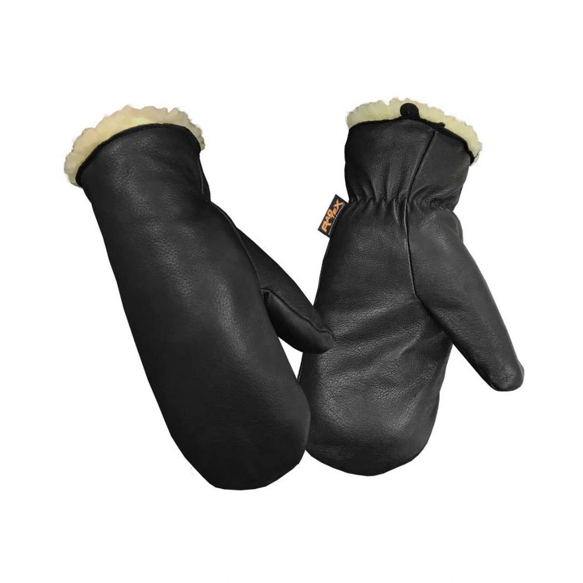 Tan or Black deerskin leather mittens, waterproof, with classic straight cuff mitten, additional view