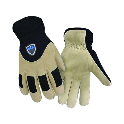 Deerskin leather driver gloves, winter-lined, with suede with nylon driver