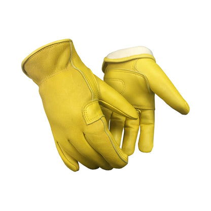 Tan elkskin gloves, unlined, with keystone thumb, additional view