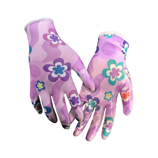 Nitrile-coated garden gloves, with comfortable and breathable
