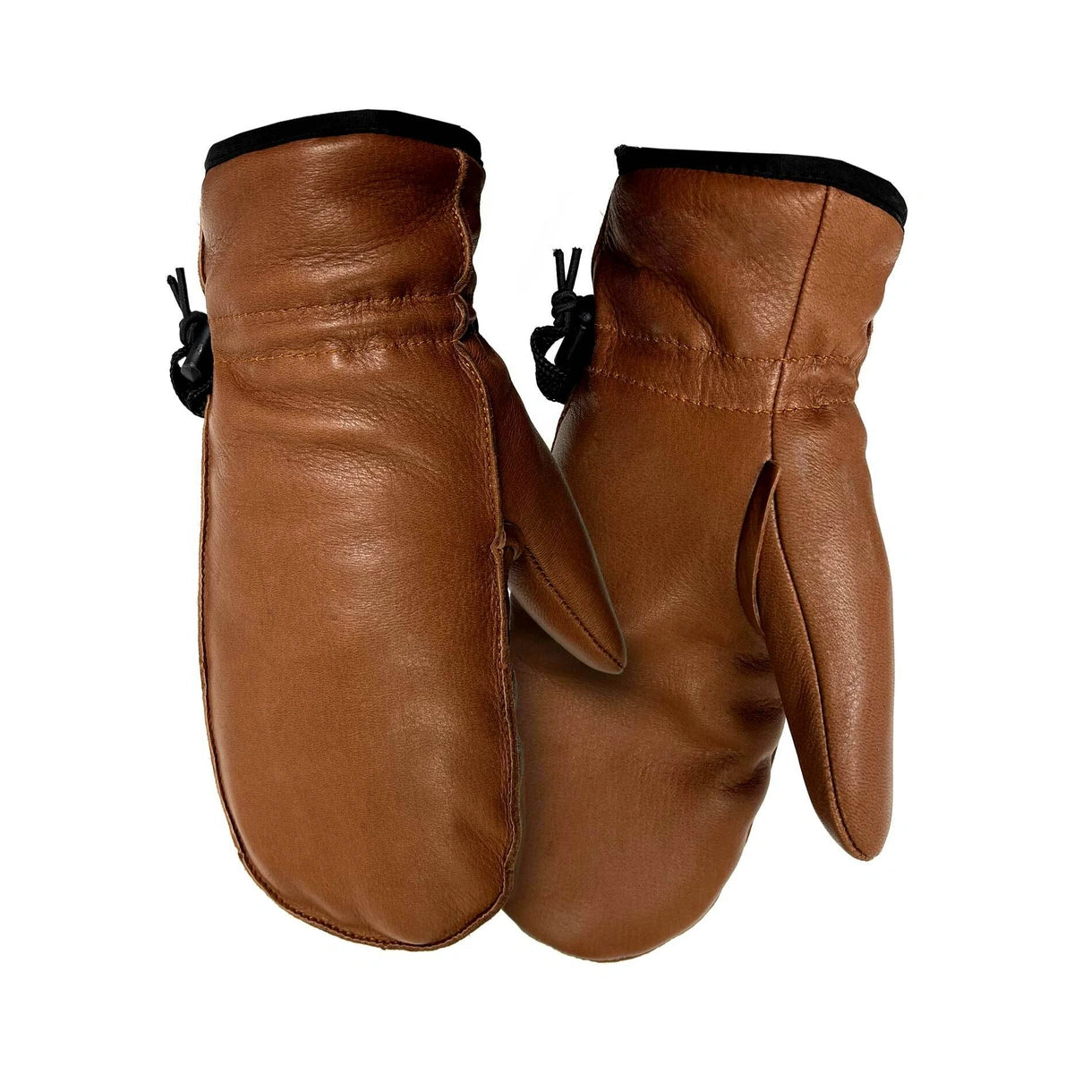 Leather fashion mittens, with premium full grain deer leather, additional view