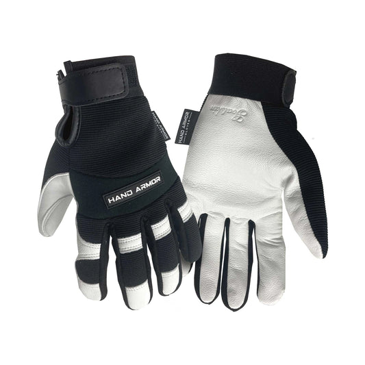 Goatskin leather mechanic gloves, unlined, with keystone thumb