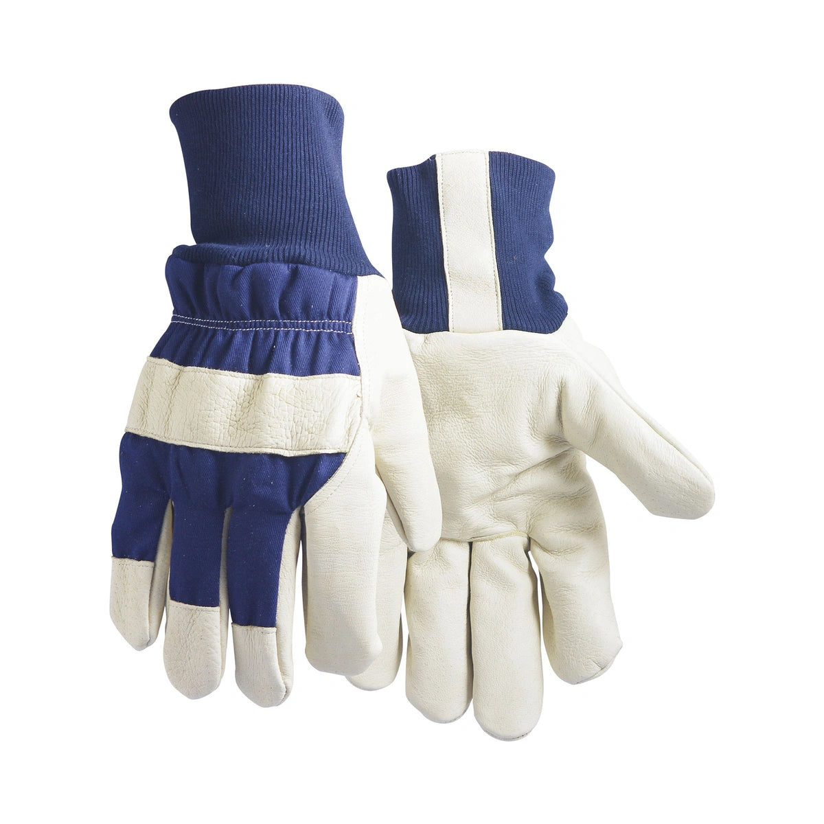 Pigskin leather gloves, lined, with wing thumb