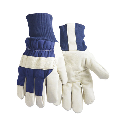 Pigskin leather gloves, lined, with wing thumb