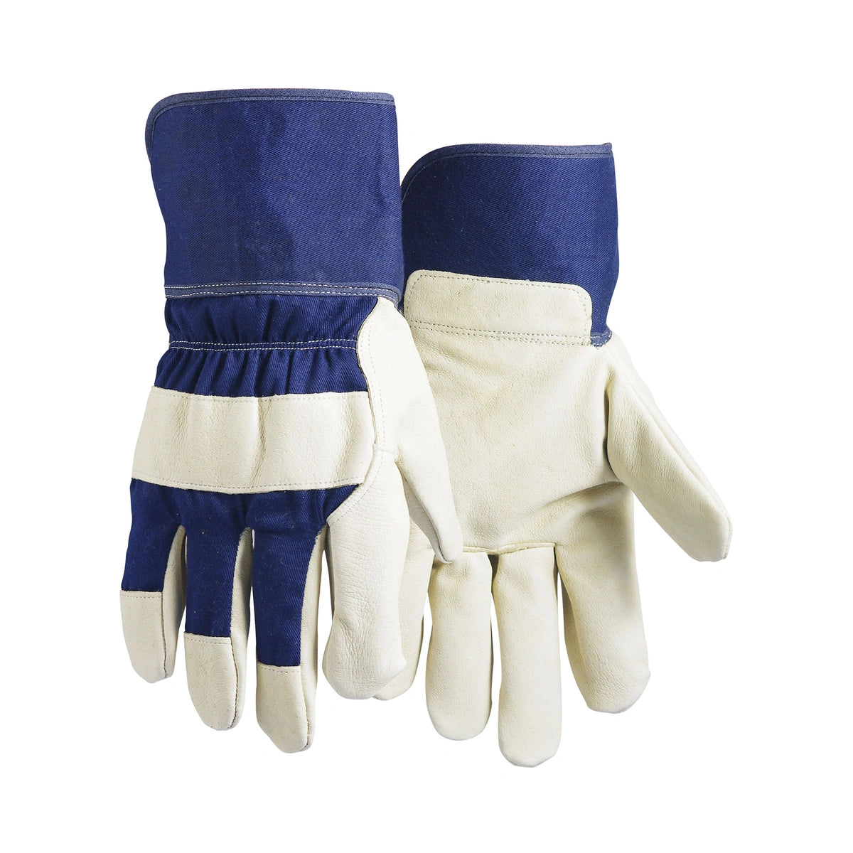 Pigskin leather gloves, lined, with wing thumb