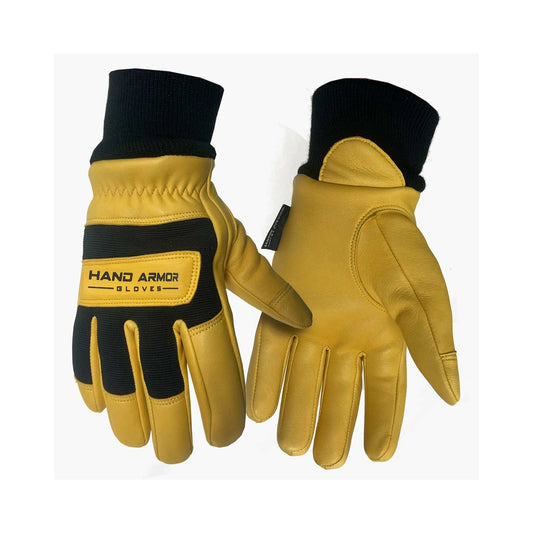 Premium leather gloves, waterproof, with knit wrist