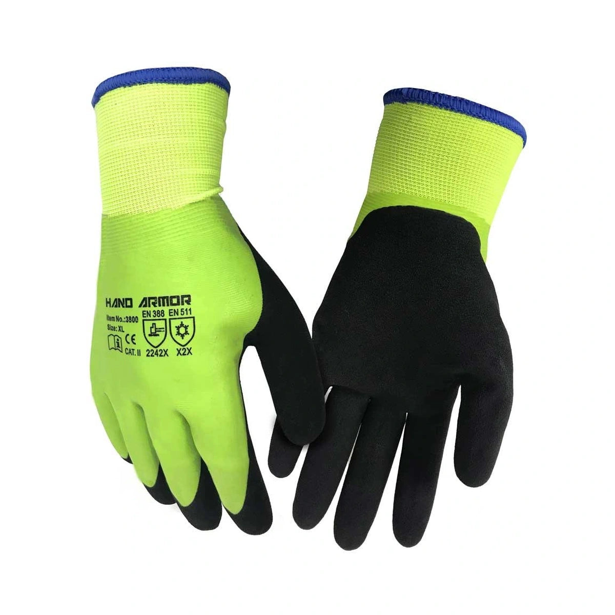 Latex-coated gloves, with double insulated knit shell