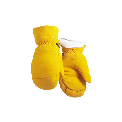 Buttersoft deerskin leather mittens, lined, with gathered elastic wrist