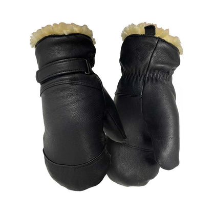 Leather mittens, waterproof, with 450 boa pile lined