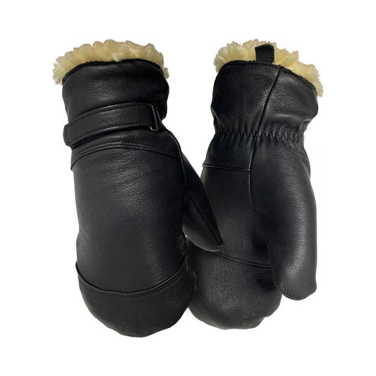 Leather mittens, waterproof, with 450 boa pile lined