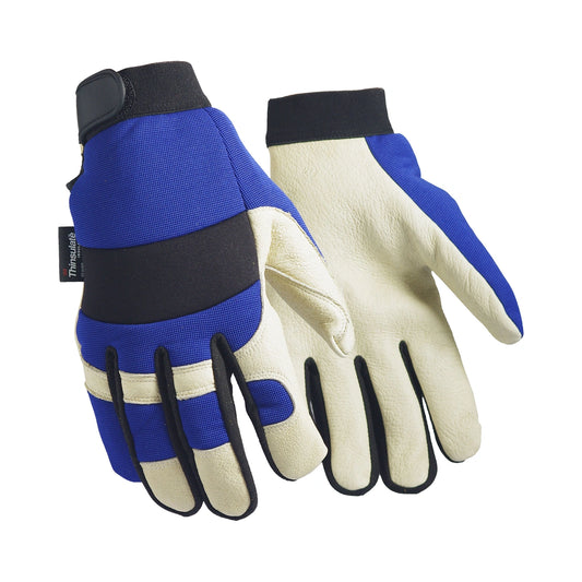 Pigskin leather mechanic gloves, unlined, with wing thumb