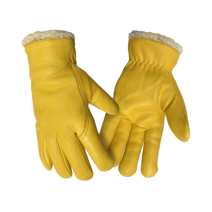 Premium full grain deerskin gloves, sherpa-lined, with usa sourced leather