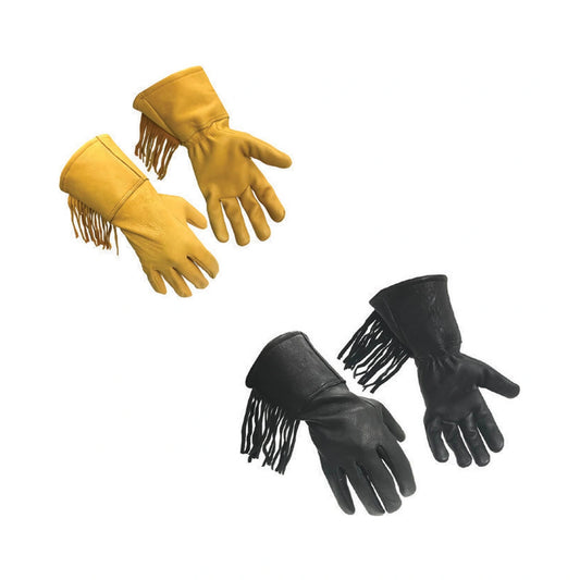 Tan or Black premium deerskin leather gauntlet gloves, with 4 inch gauntlet