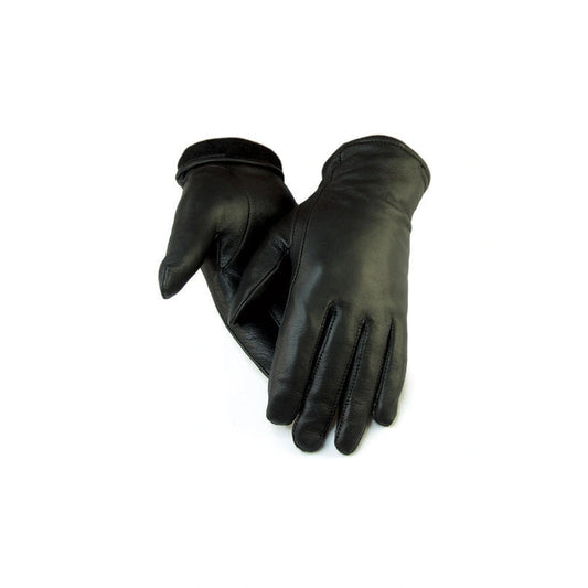 Black deerskin leather dress gloves, with straight cuff