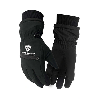 Black leather gloves