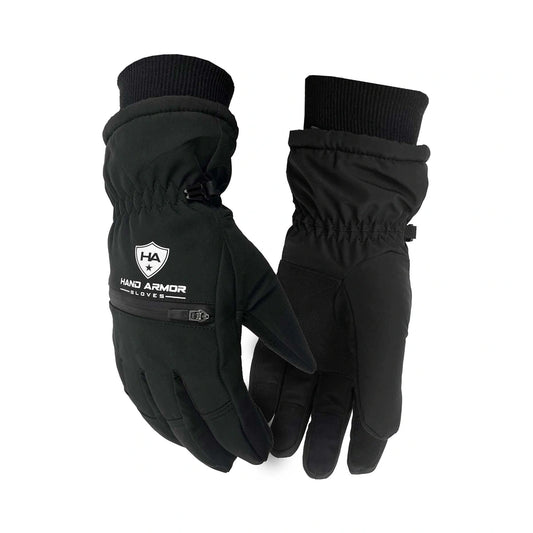 Black leather gloves