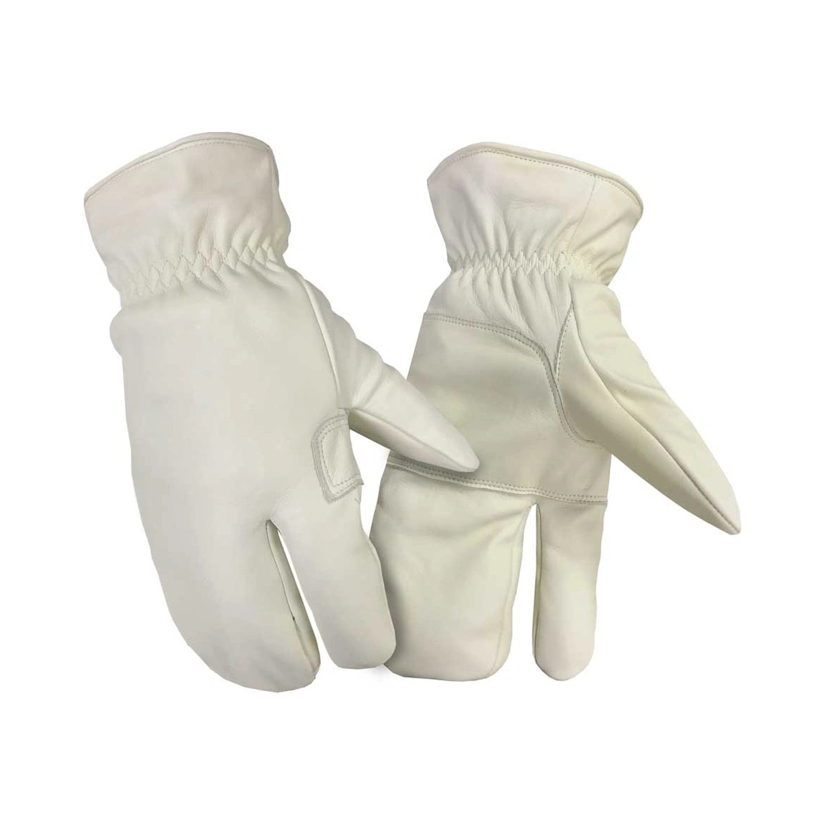 Leather mittens, with double palm